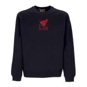 Zwarte Butterfly Crewneck Sweatshirt Lange Mouw Iuter , Black , Heren