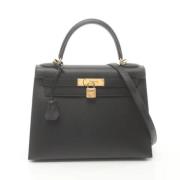 Pre-owned Leather handbags Hermès Vintage , Black , Dames