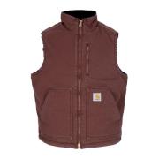 Sherpa Mouwloos Vest Zware Steenwassing Carhartt Wip , Brown , Heren