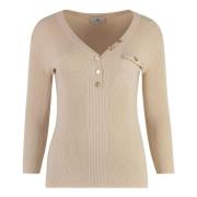 Gebreide top met versierde knopen Elisabetta Franchi , Beige , Dames