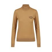 Wollen mock-neck trui met Milano logo Iceberg , Beige , Dames