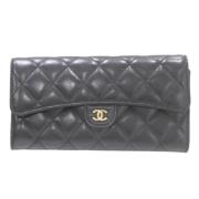 Pre-owned Leather wallets Chanel Vintage , Black , Dames