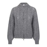 Paillet Bomber Sweater in Mohair Zijde Eleventy , Gray , Dames