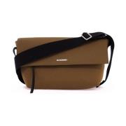 Canvas Utility Schoudertas met Logo Jil Sander , Green , Heren