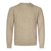 Beige Cable-Knit Crewneck Sweater Aw24 Boglioli , Beige , Heren