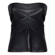 Strapless Faux Leather Top Rotate Birger Christensen , Black , Dames