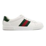 Witte Sneakers met Groen en Rood Web Gucci , White , Heren