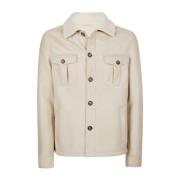 Shearling Overshirt Jas Eleventy , Beige , Heren