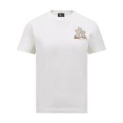 Wit Logo Patch Crew Neck T-shirt Moncler , White , Dames