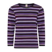 Gestreepte 3/4 Mouw Pullover Blouse Skovhuus , Purple , Dames