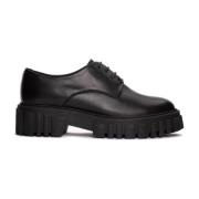 Zwarte Leren Veterschoenen Page Walk Clarks , Black , Dames