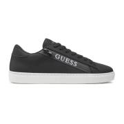 Zip logo sneakers in PU-leer Guess , Black , Heren