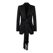 Bloem Jacquard Jas met Franje Sluiting Etro , Black , Dames