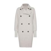 Off-White Cashmere Blend Coat Brunello Cucinelli , Gray , Dames