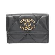 Pre-owned Leather wallets Chanel Vintage , Black , Dames