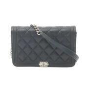 Pre-owned Leather chanel-bags Chanel Vintage , Blue , Dames