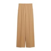 Beige Wol Wijde Pijp Broek Max Mara , Beige , Dames