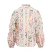 Bloemen Mandarin Kraag Shirt Multicolor Zimmermann , Multicolor , Dame...