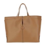 Kalfsleren Tas met Ingeprint Logo Tod's , Beige , Dames