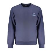 Blauwe Crew Neck Sweater met Logo Print Wrangler , Blue , Heren