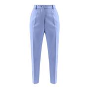 Blauwe Wollen Broek met Ritssluiting Dolce & Gabbana , Blue , Dames