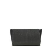 Zwarte Kalfsleren Clutch met Monili Ketting Brunello Cucinelli , Gray ...