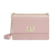 Gestructureerde Leren Crossbody Tas met Kettinginleg Furla , Pink , Da...