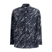 Schets-stijl Print Katoenen Poplin Shirt Marni , Gray , Heren