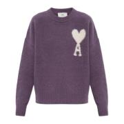 Wollen trui met logo Ami Paris , Purple , Dames