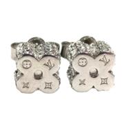 Pre-owned Metal earrings Louis Vuitton Vintage , Gray , Dames