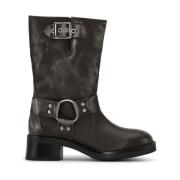 Steen Grijs Biker Boots met Harnasdetails JoDis , Gray , Dames