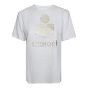 Linnen Logo Metal T-shirt Isabel Marant Étoile , White , Dames