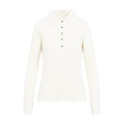 Wit T-shirt met Merinowolmix Courrèges , White , Dames