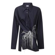 Blauwe Diamant Shirt met Speldsluiting Dries Van Noten , Blue , Dames