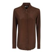 Luxe Bruine Zijde Blend Shirt Dries Van Noten , Brown , Dames