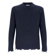 Crewneck Sweater Met Wolbreuken Laneus , Blue , Heren