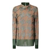 Pailletten Hoge Kraag Rugsluiting Shirt Dries Van Noten , Multicolor ,...