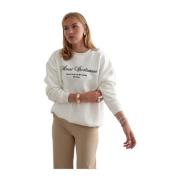 Gezellige Heritage Sweatshirt met Geribbelde Details Aim'n , White , D...