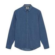 Blauw Corduroy Effen Overhemd Anerkjendt , Blue , Heren