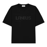 Zwart t-shirt met gepersonaliseerde tekst Laneus , Black , Dames