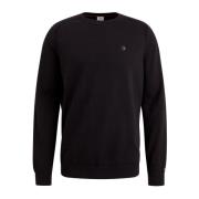 Essentiële Katoen Stretch Crewneck Trui Cast Iron , Black , Heren