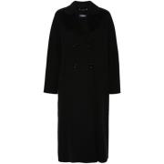 Elegante Lange Jas met Uniek Ontwerp Max Mara , Black , Dames