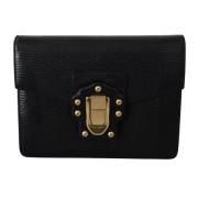 Luxe Gouden Metalen Leren Clutch Tas Dolce & Gabbana , Black , Dames