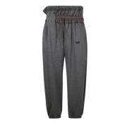 Wijde Pijp Trackpants met Elastische Taille Magliano , Gray , Dames