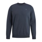 Essentiële Katoen Stretch Crewneck Sweater Cast Iron , Blue , Heren