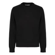 Luxe Virgin Wool Gebreide Trui Dolce & Gabbana , Black , Heren