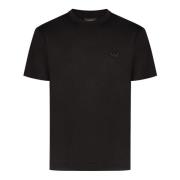 Logo Print T-shirt Lyocell Katoen Emporio Armani , Black , Heren