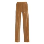 Velvet Sweatpants met Elastische Taille Palm Angels , Beige , Dames