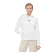 Witte Hoodie Trui met Capuchon Tommy Jeans , White , Dames