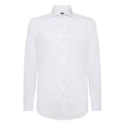 Slim Fit Stretch Katoen en Nylon Overhemd Boggi Milano , White , Heren